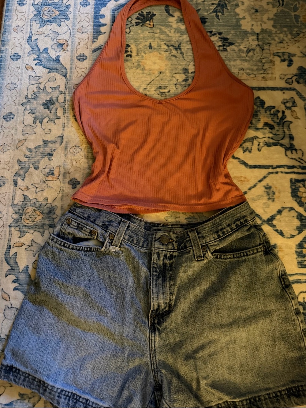 Women’s Ribbed Halter Tank Top and high waisted shorts set!